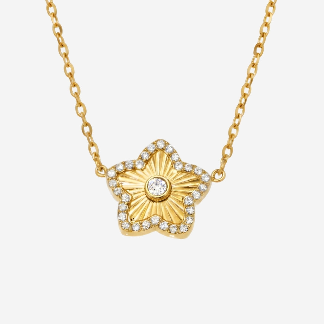 Reve Floral with Zirconia Pendant Chain Necklace – Celovis Jewellery