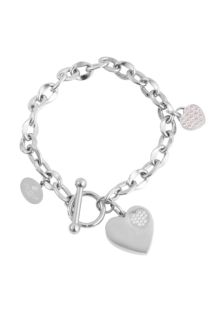 True Devotion Heart Pendant with Cubic Zirconia Charm Bracelet