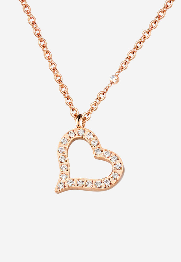 Beloved Open Heart Pendant with 0.5 Carat Diamond in Rose Gold