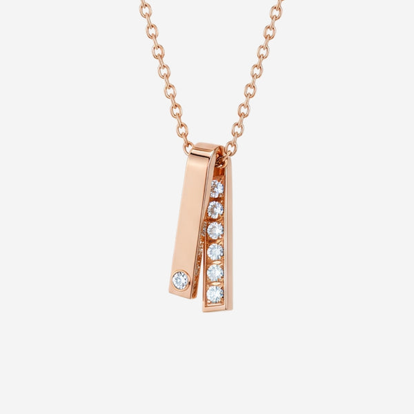 Duality Pendant with Genuine 0.3 Carat Diamond Chain Necklace in Rose Gold