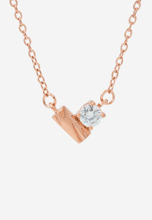 Moitie Pendant with Genuine 0.5 Carat Lab Grown Diamond Chain Necklace in Rose Gold