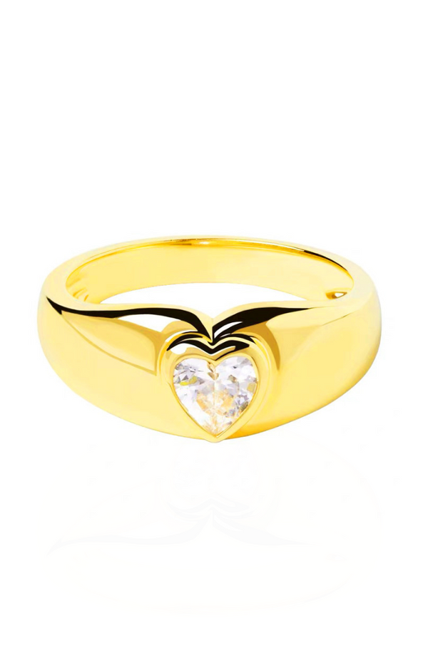 La Amour Love with Cubic Zirconia Band Eternal Ring in Gold
