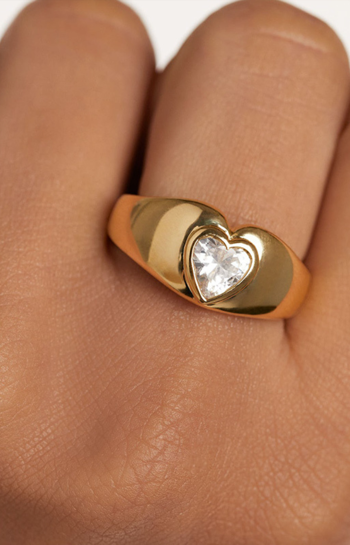 La Amour Love with Cubic Zirconia Band Eternal Ring in Gold