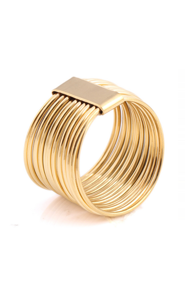 แหวนนิรันดร์วงแหวนเลเยอร์ปกคลาสสิกในทองคำ