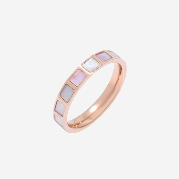 Jules with Square Tile Encrusted Rose Gold Ring