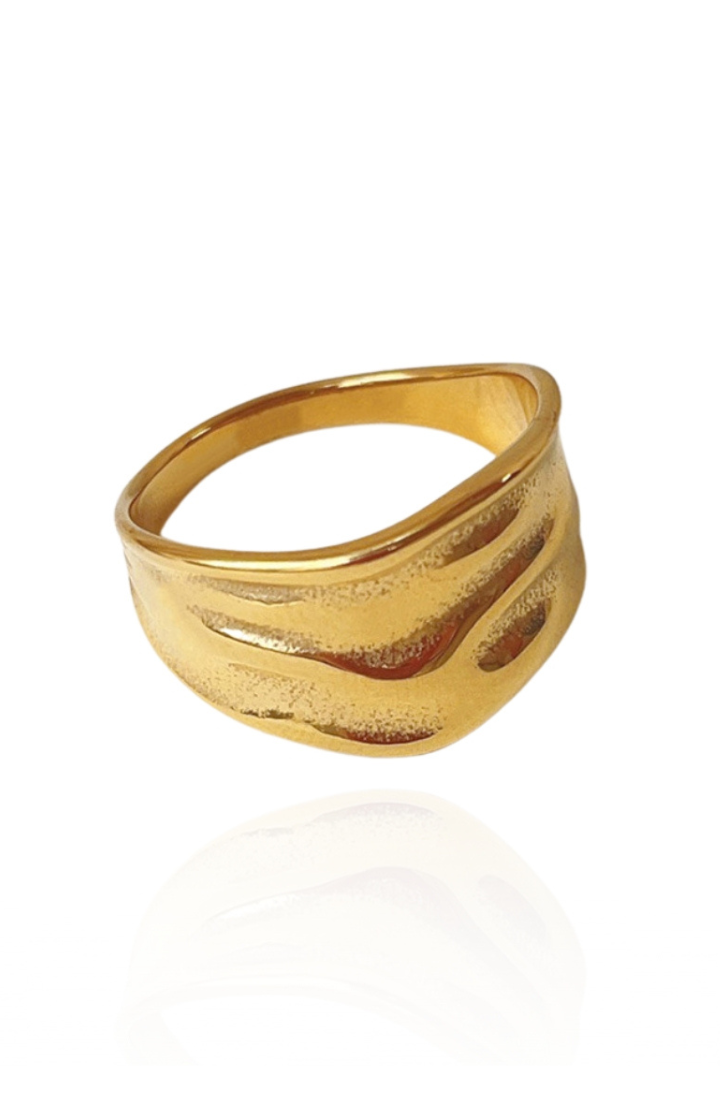Lana Edgy Style Band Ring in Gold