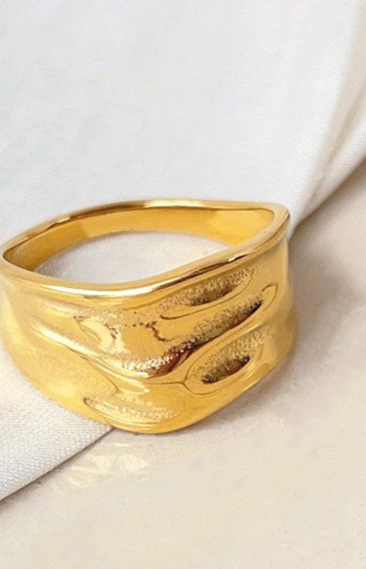 Lana Edgy Style Band Ring in Gold