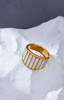 Lumine Mother of Pearl Inset Band Ring in Gold