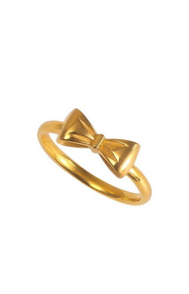 Ruby Elegance Ribbon Band Ring in Gold