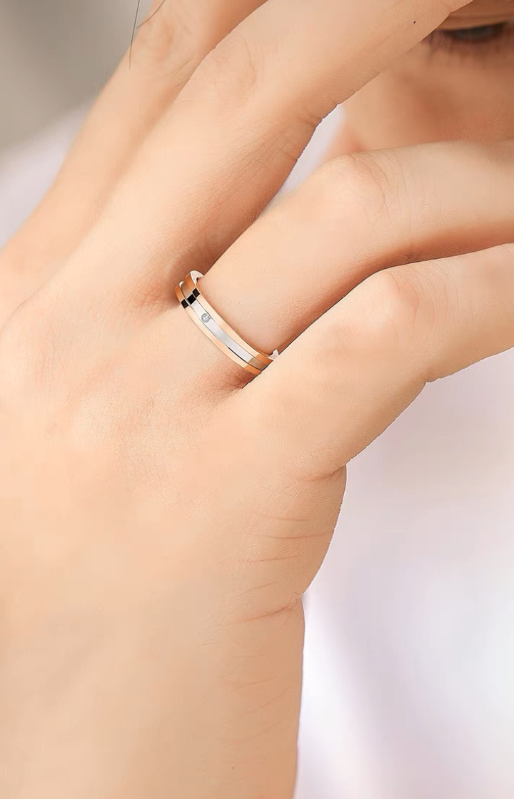 Forever Bond Band Ring in Rose Gold Couple Set