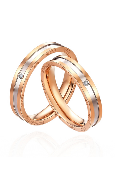 Forever Bond Band Ring in Rose Gold Couple Set