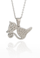Callie Kitty Cat Pendant with Cubic Zirconia Chain Necklace