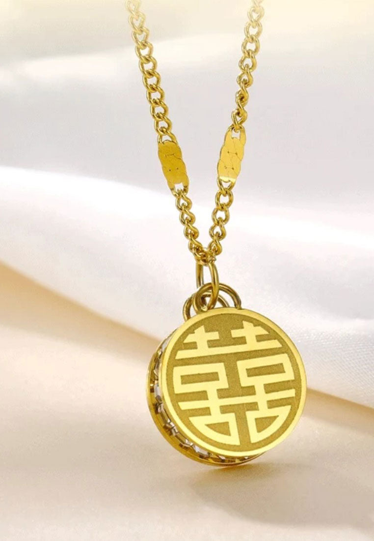 Golden Luck 象征性硬币双面吊坠链项链
