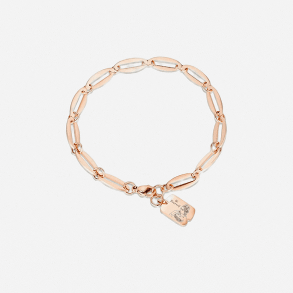 Juno "Good Luck" Wish Tag Pendant Link Chain Bracelet