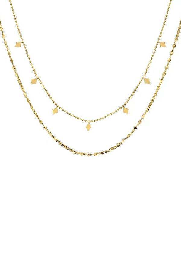 Alora with Rhombus Multi-Layer Chain Necklace for Women in Gold