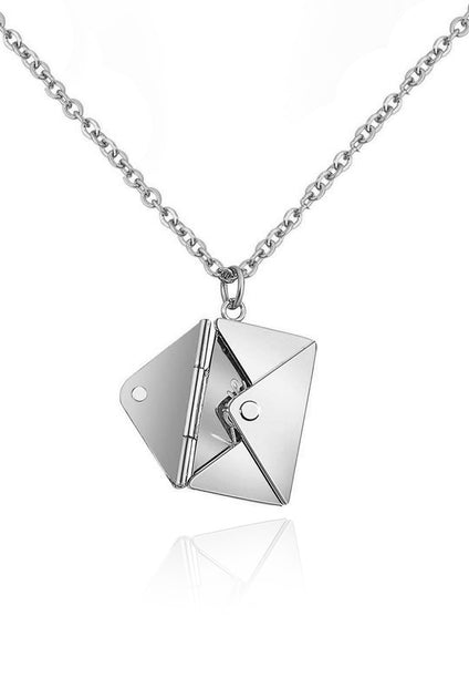 Amore Mail Envelope Pendant with Love You Card Chain Necklace