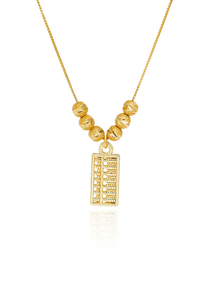 Diora Lucky Abacus Pendant with Adjustable Length Chain Necklace in Gold