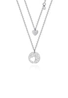 Hearlyn Round Cubic Zirconia Pendant with Mini Heart Pendant Multi-layer Chain Necklace