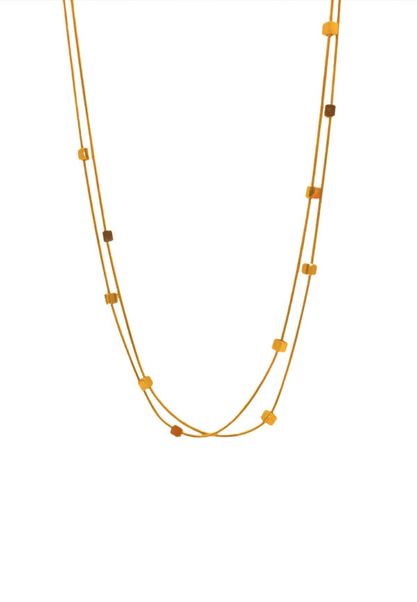 Serena Cube Pendant Multi-Layer Chain Necklace