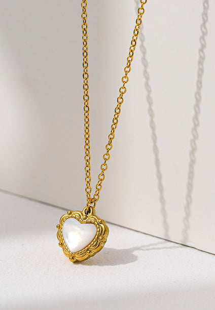 Valentino Vintage Heart with Cat's Eye Pendant Necklace in Gold