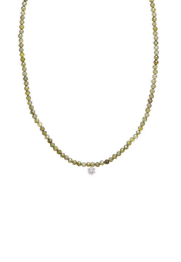 Zabrina with Green Cubic Zirconia Pendant Chain Necklace in Gold