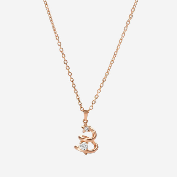 Noel Pendant with Genuine 0.3 Carat Diamond Chain Necklace in Rose Gold