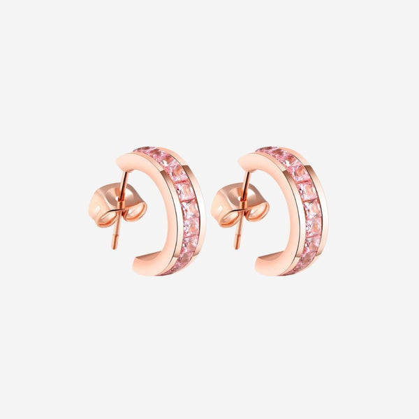 Georgia Zirconia C Hoop in Rose Gold Stud Earrings
