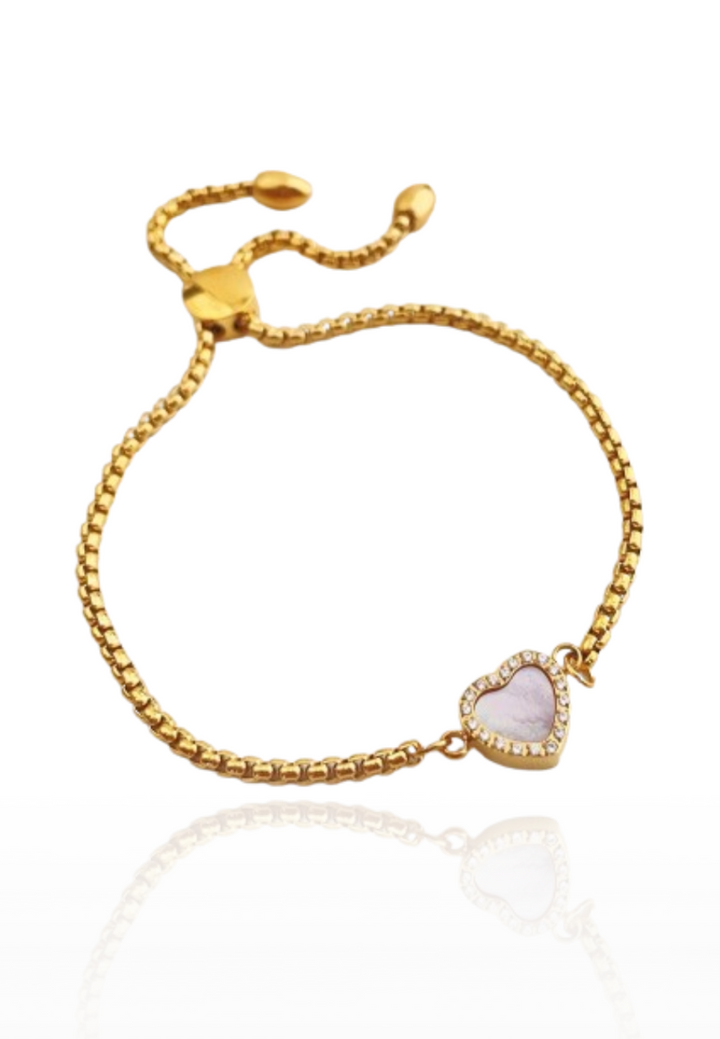Gilded Love Pendant Adjustable Bracelet in Gold