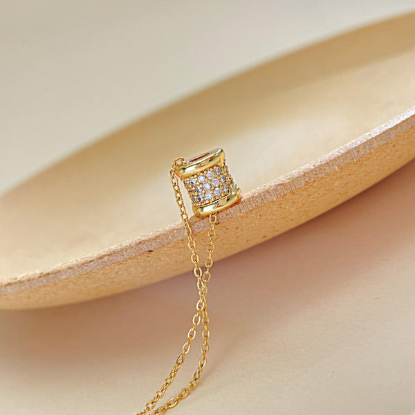 Lumina Zirconia White Barrel Pendant in Rose Gold Chain Necklace
