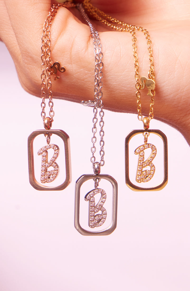 Iconic B with Dangling Silo Head Pendant Necklace