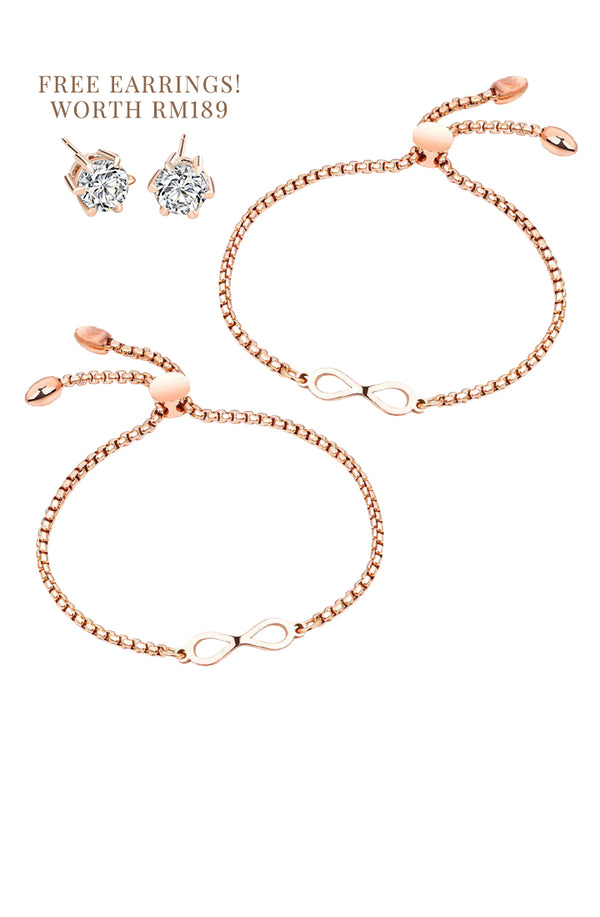 Infinity Adjustable Chain Bracelet Bundle Set (Free Elsie Earrings!)