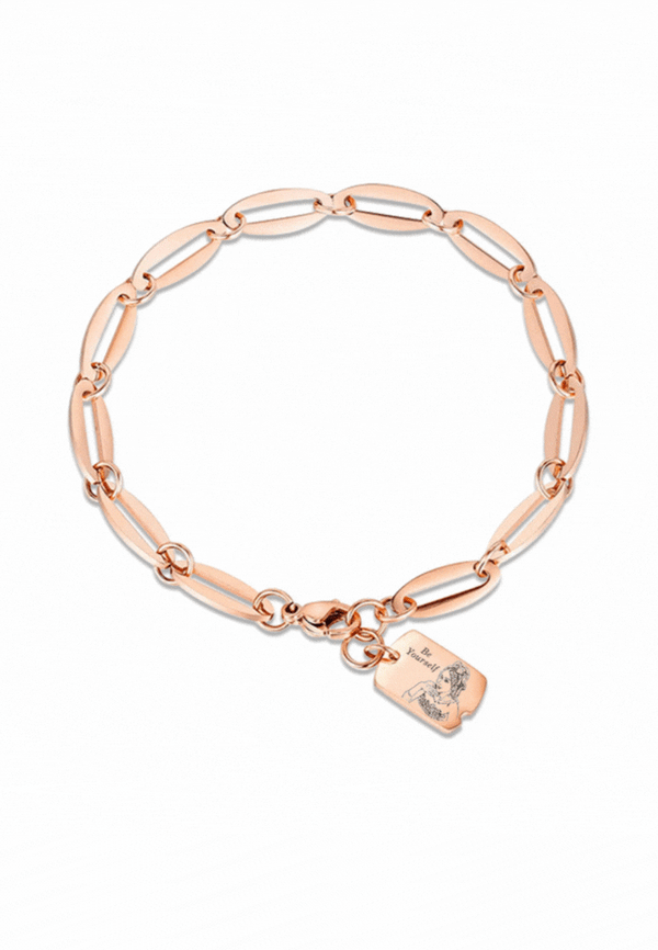 Juno "Good Luck" Wish Tag Pendant Link Chain Bracelet