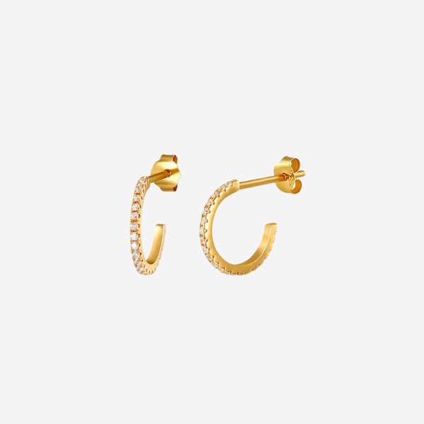 Cleo 精致四叶三叶草镶方晶锆石花瓣花朵玫瑰金耳钉