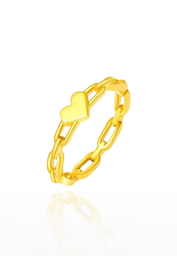 Lovina Heart Chain Band Ring in Gold