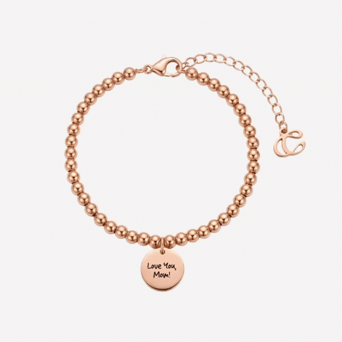 สร้อยข้อมือโซ่ลูกลูกปัดจี้แกะสลักเหรียญกลม