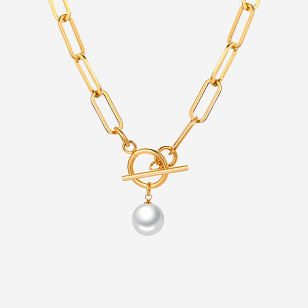 月光珍珠吊坠带铰扣项链