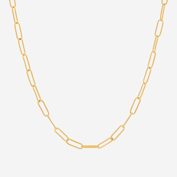 Adaline Plain Oval Link Chain Necklace in Gold