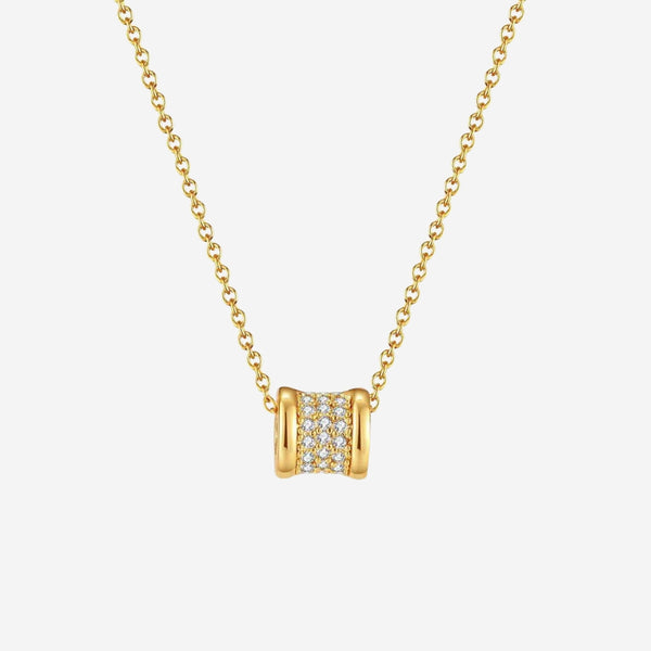 Lumina Zirconia White Barrel Pendant in Rose Gold Chain Necklace