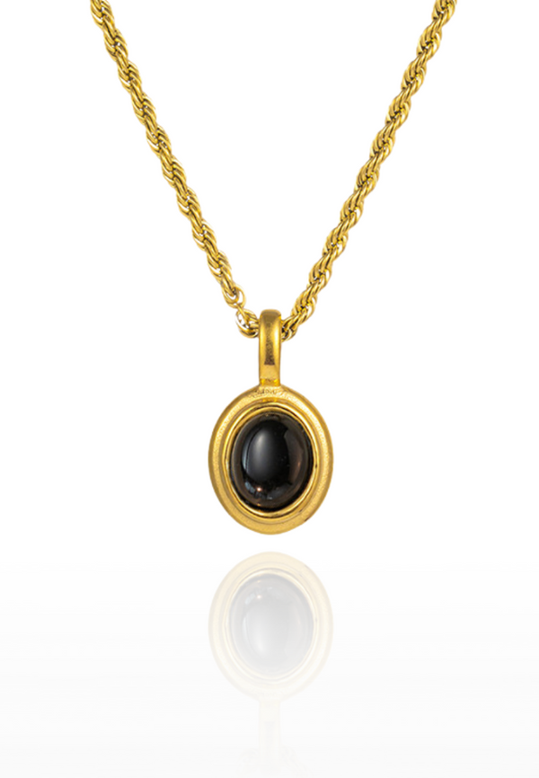 Odessa Oval Stone Necklace in Gold