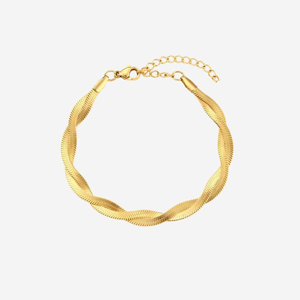 Savannah Herringbone Twist-Chain Link Bracelet in Gold