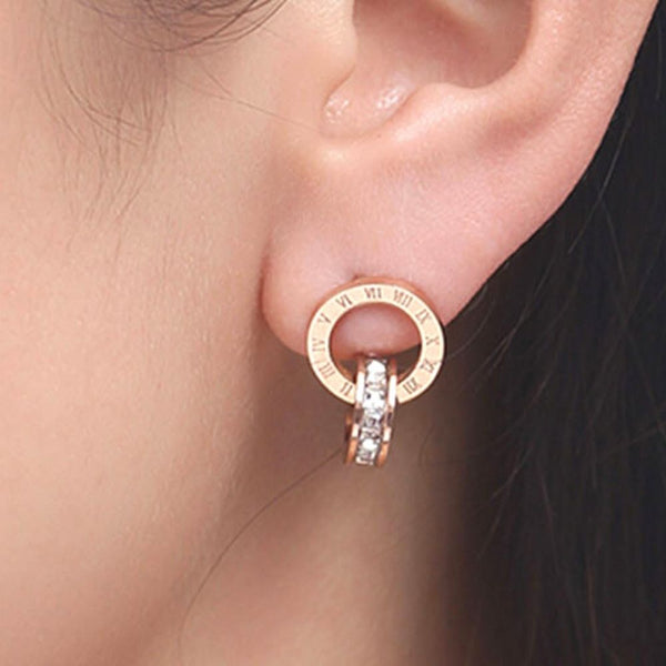 Athena Interlocking Roman Numeral Drop Earrings