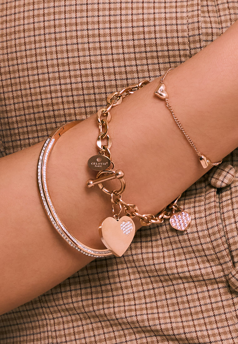 True Devotion Heart Pendant with Cubic Zirconia Charm Bracelet