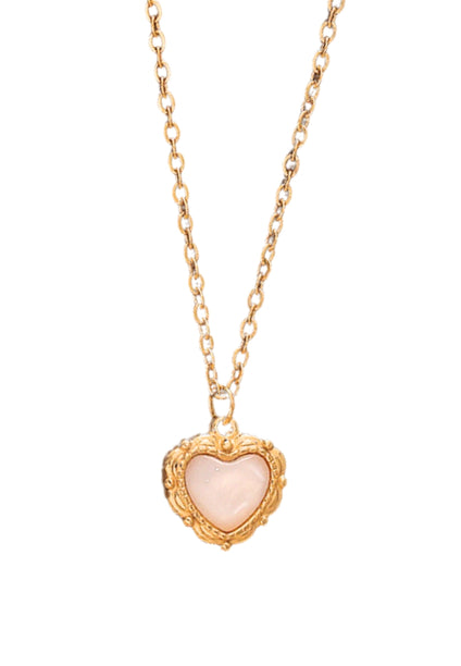 Valentino Vintage Heart with Cat's Eye Pendant Necklace in Gold