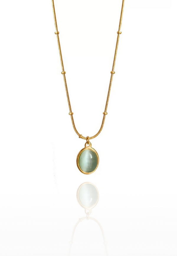 Verde Cat Eye Pendant Chain Necklace in Gold