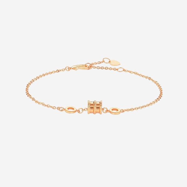 Allotar Jagged Barrel Roll Ring Pendant with Roman Numeral Link Bracelet