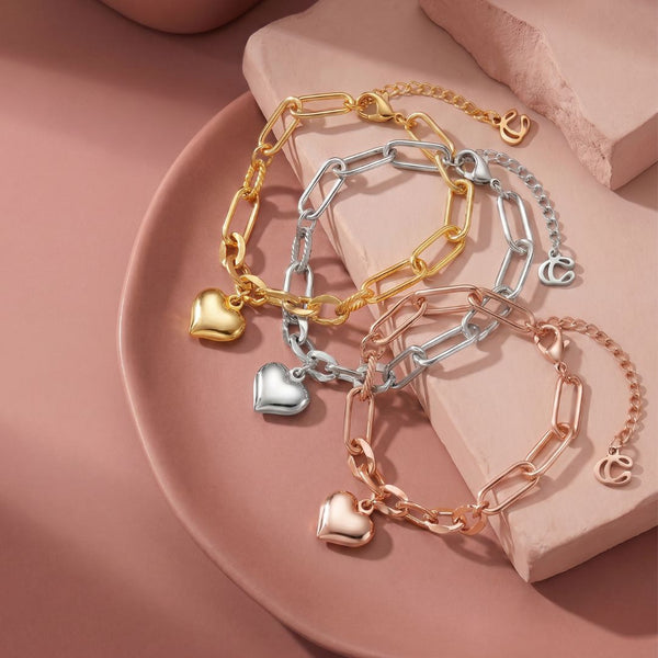 Everlast Engravable Heart Link Chain Bracelet