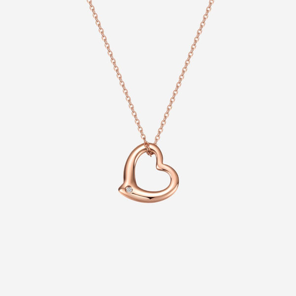 Darling Heart Frame with 0.005 Ct Diamond Rose Gold Necklace