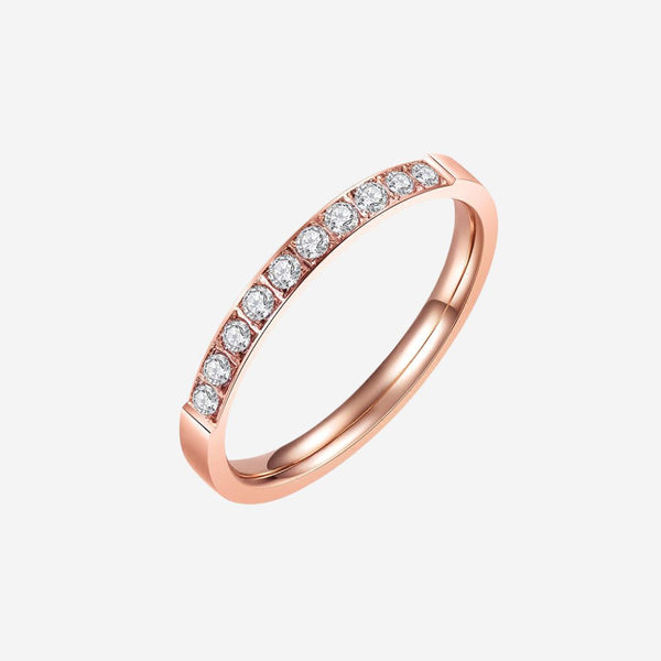 Diamante Cubic Zirconia Inset Single Band Ring
