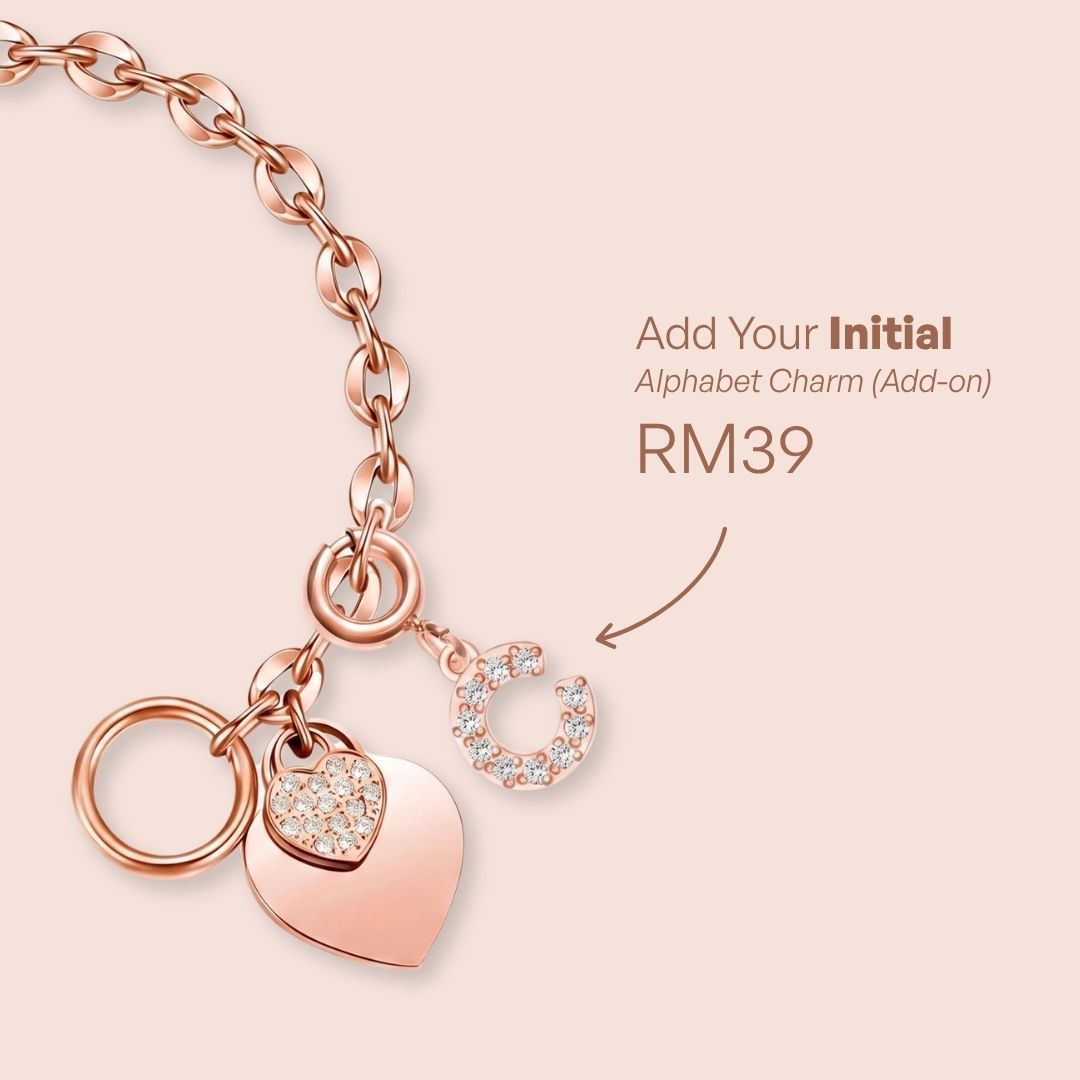 La Devotion CZ Heart Tag Pendant Toggle Clasp Bracelet