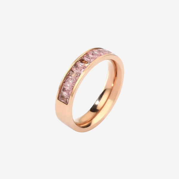 Georgia Princess-Cut Crystal Cryolite Inset Ring in Rose Gold